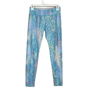 •ENEGERIE•TURQUOISE BLUE SNAKE PRINT FULL LENGTH LEGGINGS SIZE MEDIUM EUC
